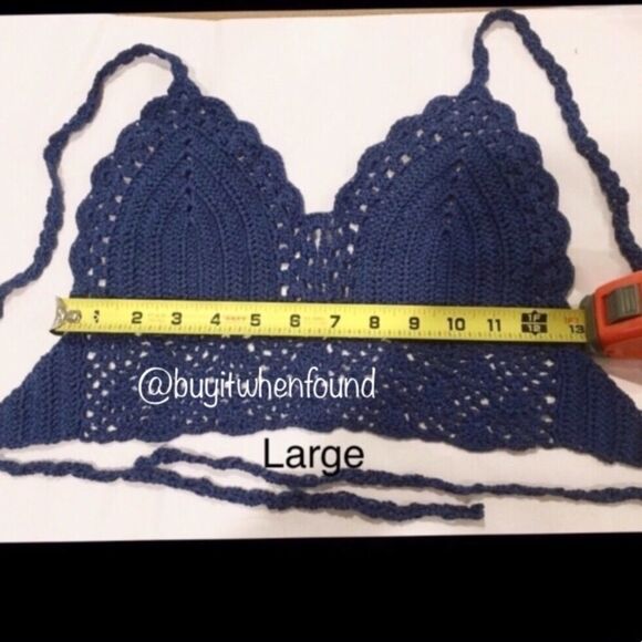 Knit Crochet Halter Crop Top or Crochet Halter Bikini Top Multiple Colors/Sizes - Picture 7 of 8